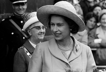 Black and white photograph of Queen Elizabeth II visiting Thurso from The Scotsman