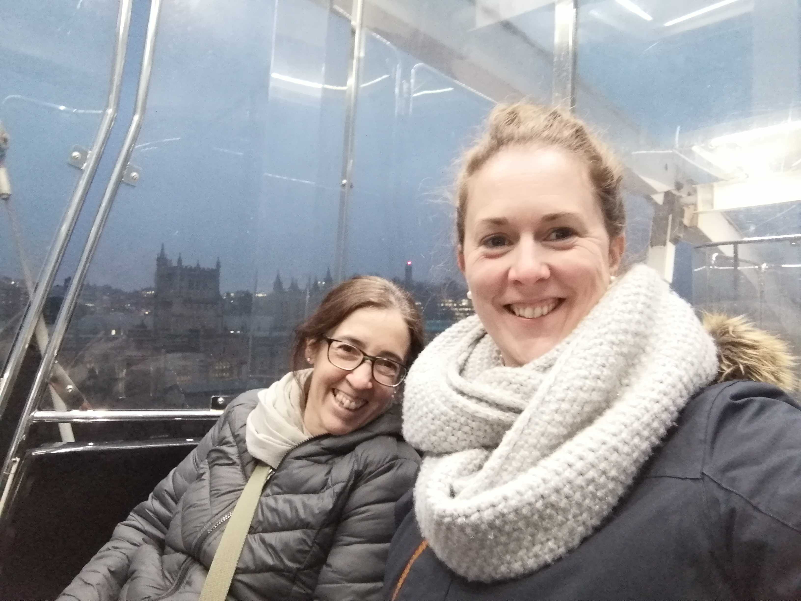 Jen and Sarah on big wheel