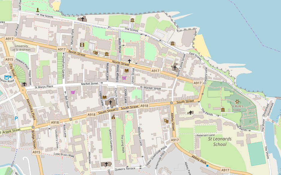  St Andrews in 2017. © OpenStreetMap contributors http://www.openstreetmap.org/copyright 