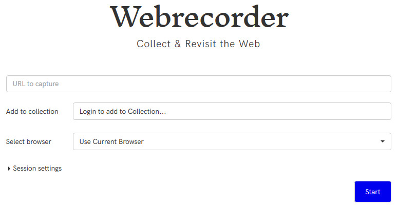 WA Corona Webrecorder startpage