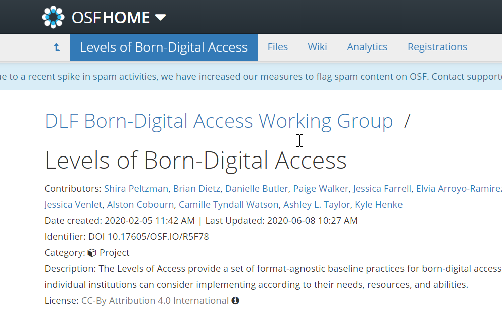 Levels of BD Access OSF screenshot